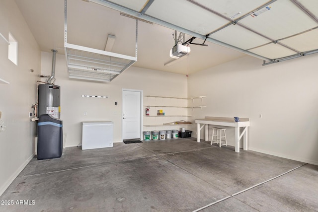 6202 E Mckellips Rd Unit 25, Mesa, AZ 85215 - garage featuring a garage door opener, water heater, and baseboards