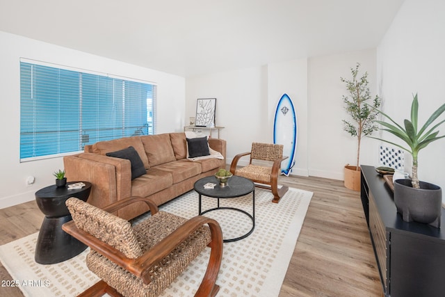 living room with light wood-type flooring