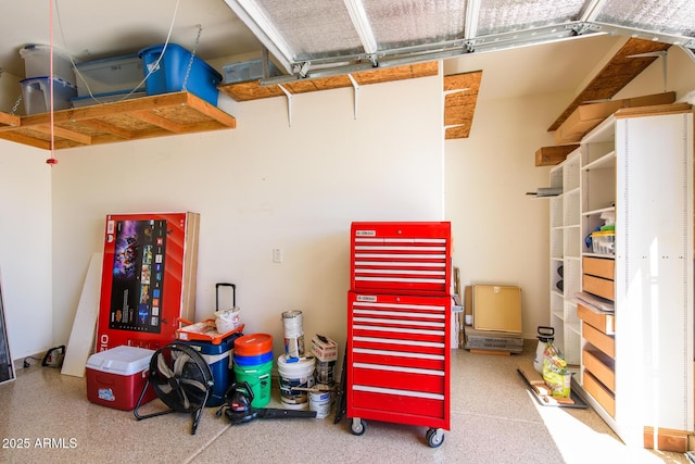 storage room with a garage