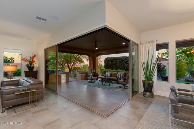 view of patio with ceiling fan