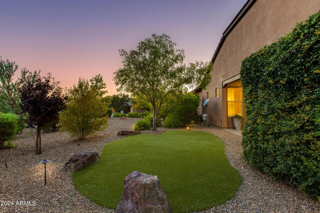 view of yard at dusk