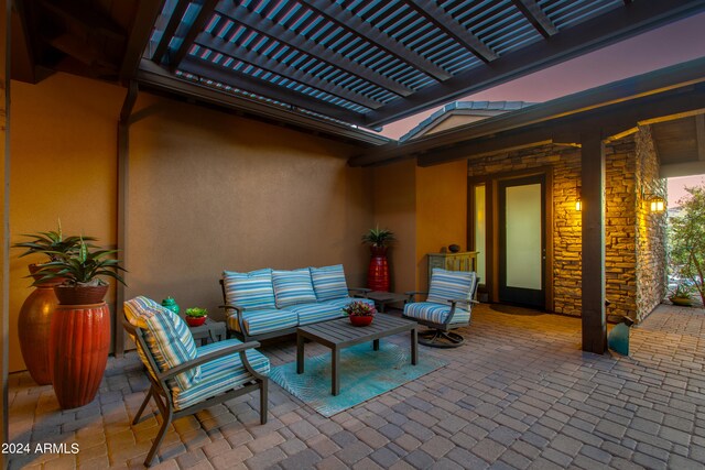 view of patio / terrace with a pergola and an outdoor hangout area