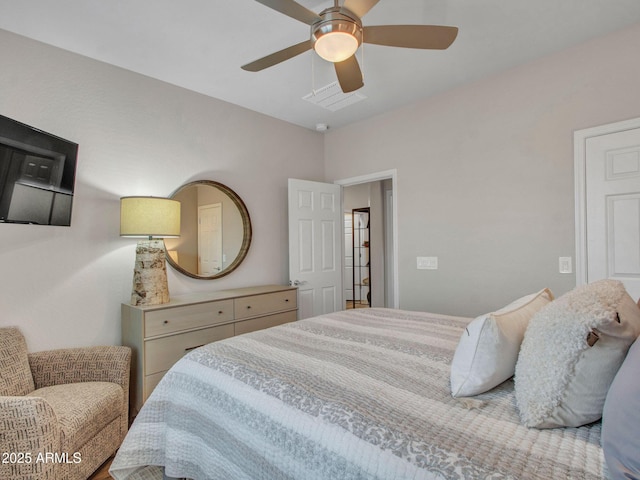 bedroom featuring ceiling fan