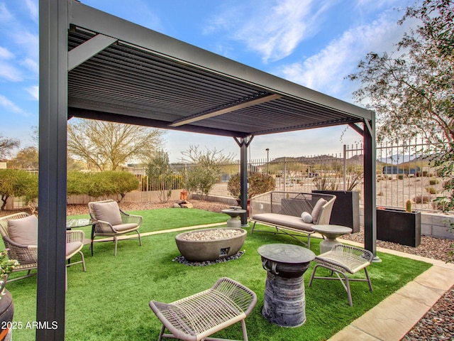 view of yard with a pergola