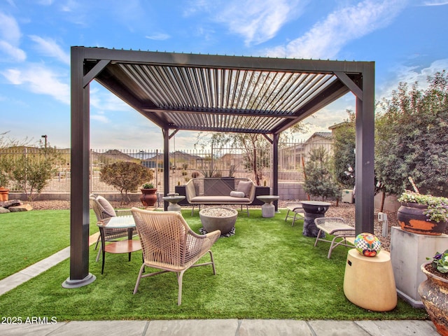 view of yard featuring a pergola