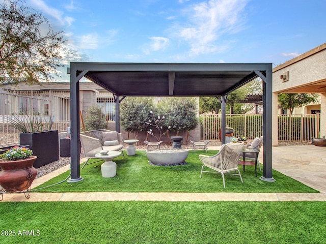 view of yard with a patio area and a pergola