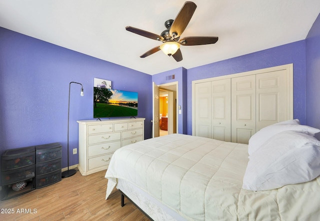6911 E Thunderbird Rd, Scottsdale, AZ 85254 - bedroom featuring wood finished floors, a closet, and ceiling fan