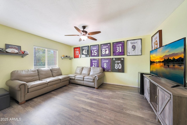 6911 E Thunderbird Rd, Scottsdale, AZ 85254 - living room featuring wood finished floors and ceiling fan