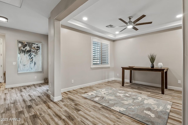 14655 W Pasadena Ave, Litchfield Park, AZ 85340 - unfurnished office with baseboards, recessed lighting, visible vents, ceiling fan, and wood finished floors