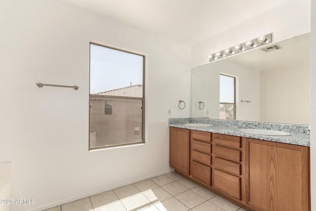 304 E Beth Dr, Phoenix, AZ 85042 - full bath with tile patterned floors, double vanity, and baseboards