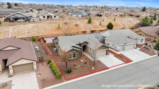 birds eye view of property featuring a residential view