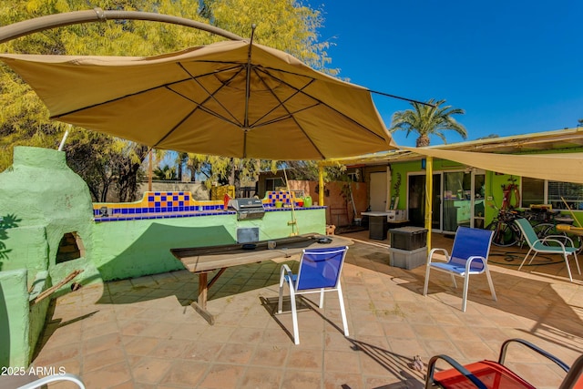 view of patio / terrace featuring grilling area and a swimming pool