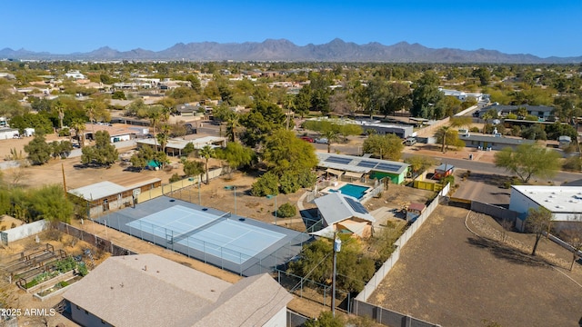 bird's eye view with a mountain view