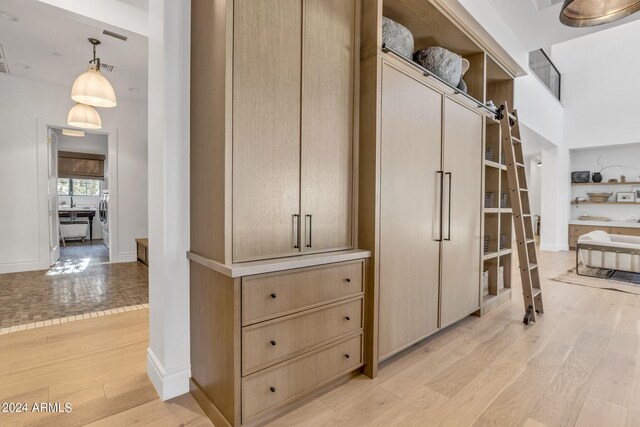 spacious closet featuring light wood-type flooring