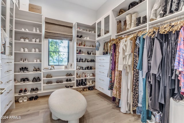 walk in closet featuring light hardwood / wood-style floors