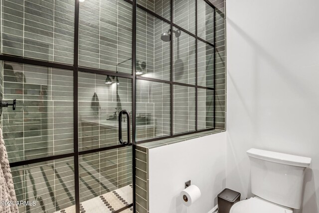 bathroom featuring toilet and walk in shower