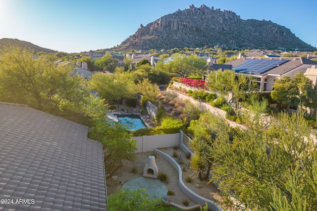aerial view featuring a mountain view