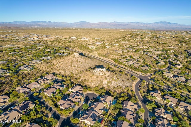 aerial view with a mountain view and a residential view