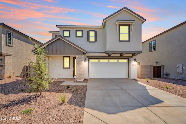 644 N Vine St, Chandler, AZ 85225 - traditional-style home with board and batten siding, driveway, an attached garage, and stucco siding
