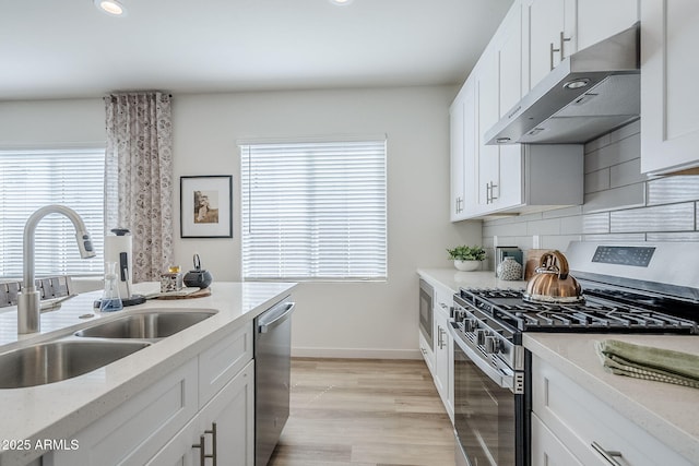 644 N Vine St, Chandler, AZ 85225 - kitchen featuring stainless steel appliances, under cabinet range hood, a sink, baseboards, and tasteful backsplash