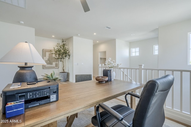 644 N Vine St, Chandler, AZ 85225 - office area with wood finished floors, a ceiling fan, and recessed lighting