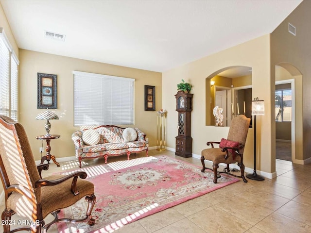 view of tiled living room