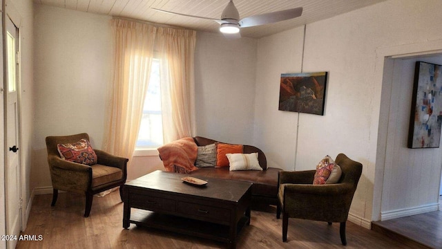110 N Pinal Ave, Superior, AZ 85173 - living room with hardwood / wood-style floors and ceiling fan