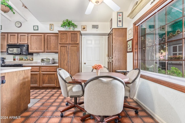 kitchen featuring ceiling fan