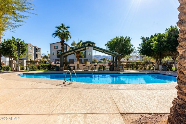 view of swimming pool with a patio