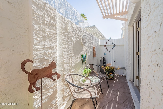 balcony with a pergola