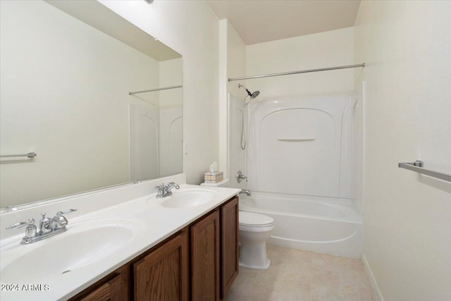 full bathroom featuring vanity, toilet, and shower / bath combination