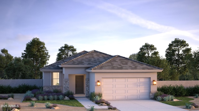 view of front of property featuring a garage