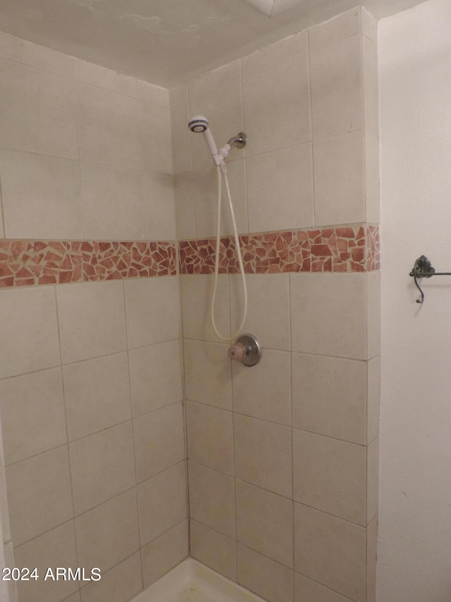 bathroom with a tile shower