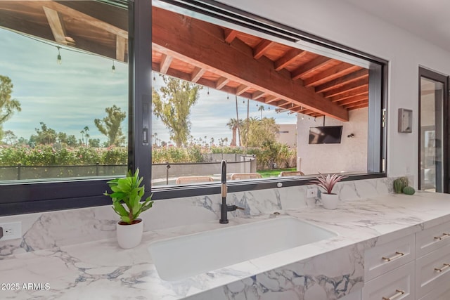 view of patio featuring sink