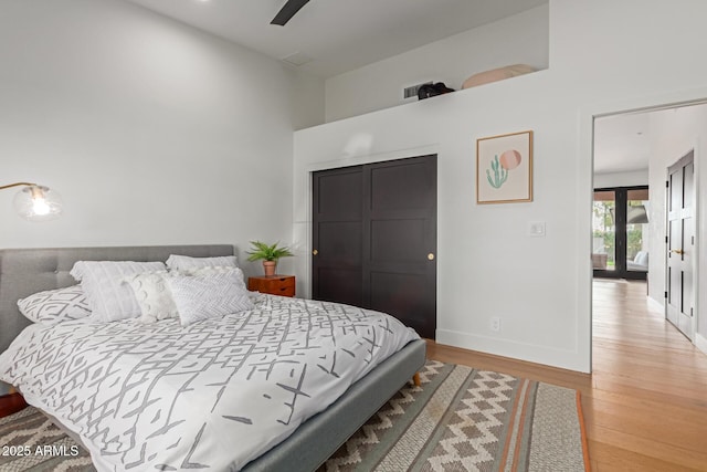 bedroom with light wood-type flooring