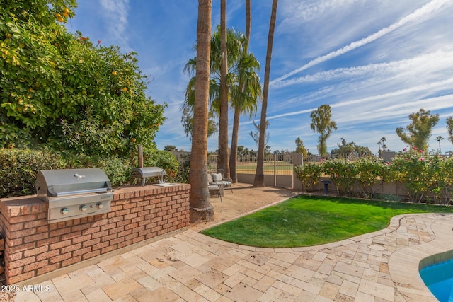 view of patio with area for grilling