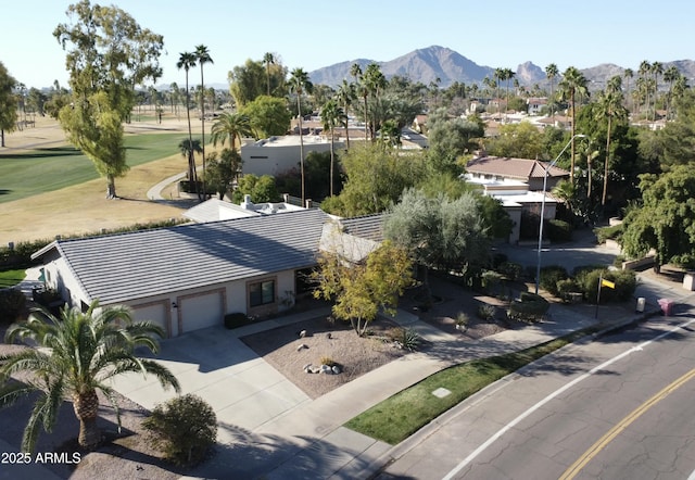 bird's eye view featuring a mountain view