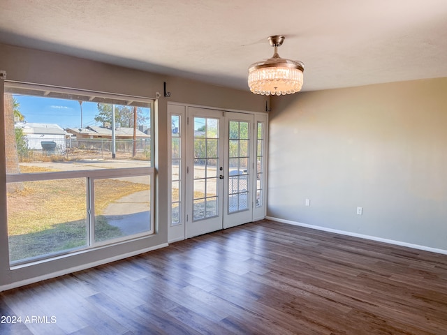 interior space featuring french doors, dark hardwood / wood-style floors, and a healthy amount of sunlight