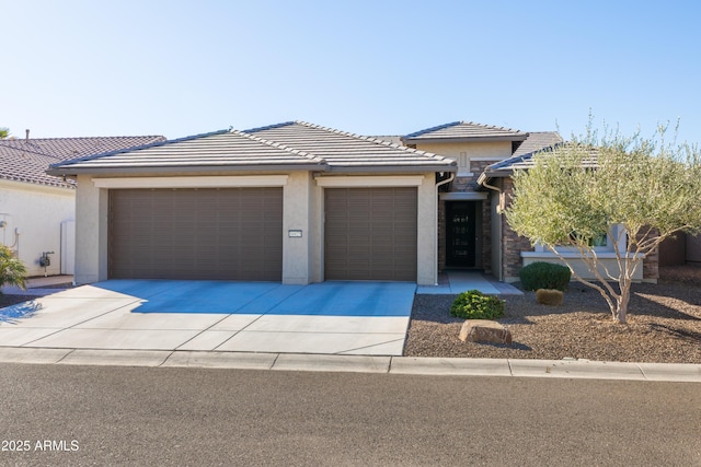 prairie-style house with a garage