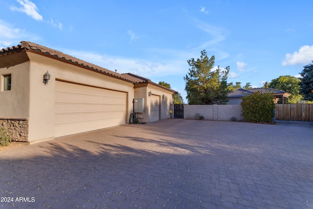 exterior space featuring a garage