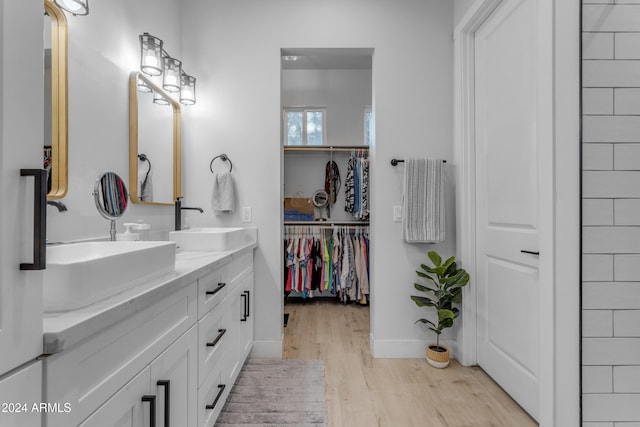 bathroom featuring wood-type flooring and vanity