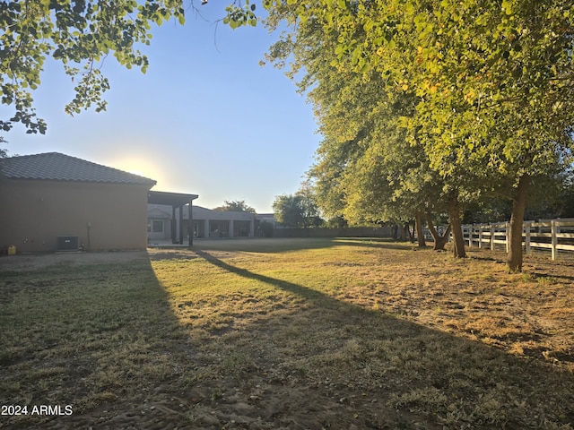 view of yard featuring central AC