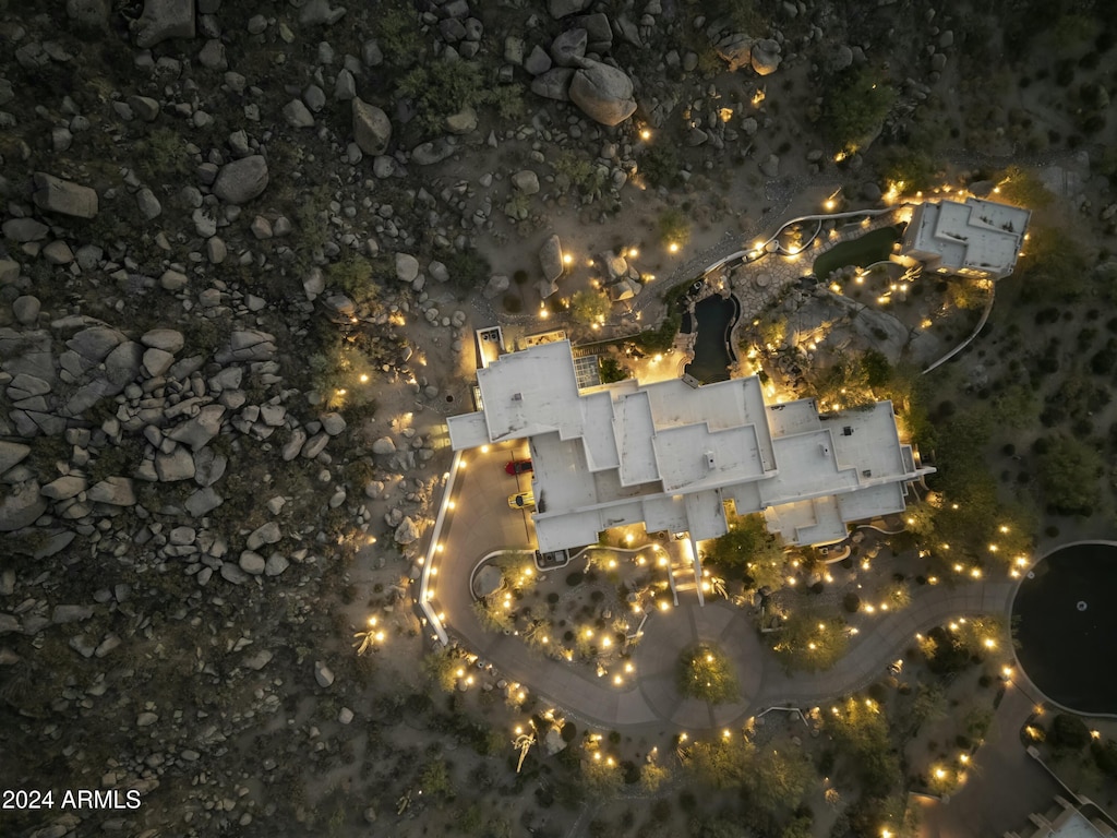 view of aerial view at night