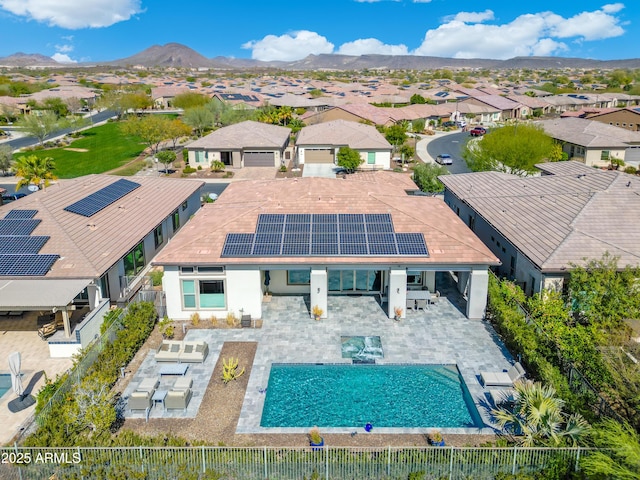 aerial view with a residential view and a mountain view