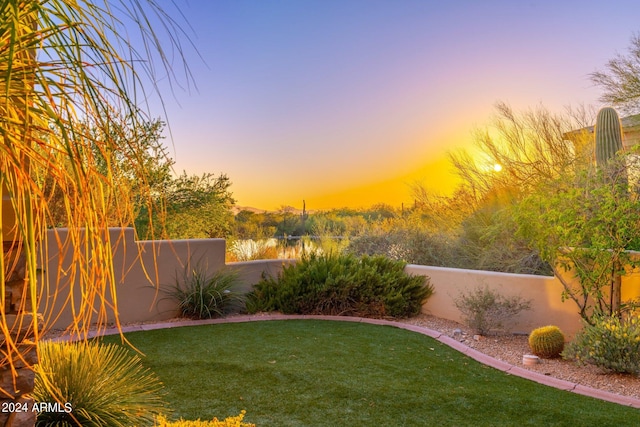 view of yard at dusk