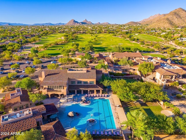 aerial view with a mountain view