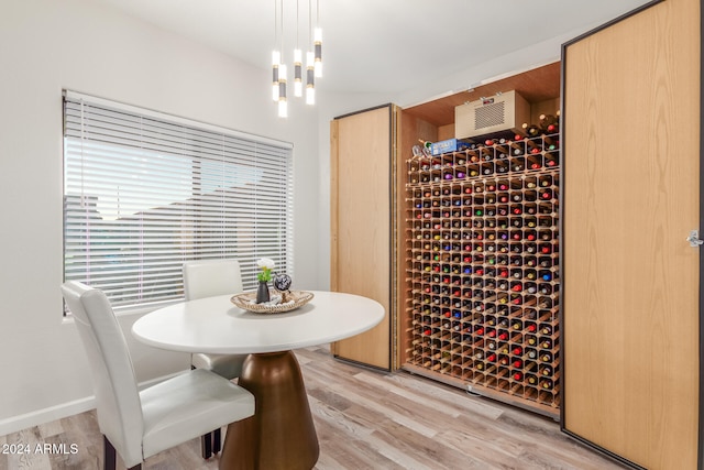 wine area featuring light hardwood / wood-style floors