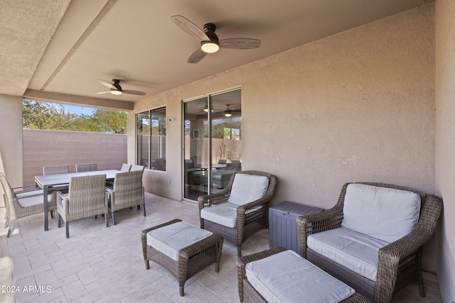 view of patio / terrace with ceiling fan