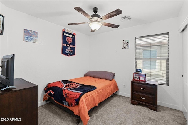 5026 S 235th Dr, Buckeye, AZ 85326 - bedroom with light colored carpet and ceiling fan