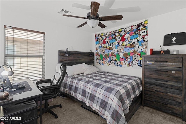 5026 S 235th Dr, Buckeye, AZ 85326 - carpeted bedroom featuring an office area and a ceiling fan